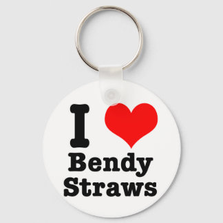 I HEART (LOVE) bendy straws Keychain