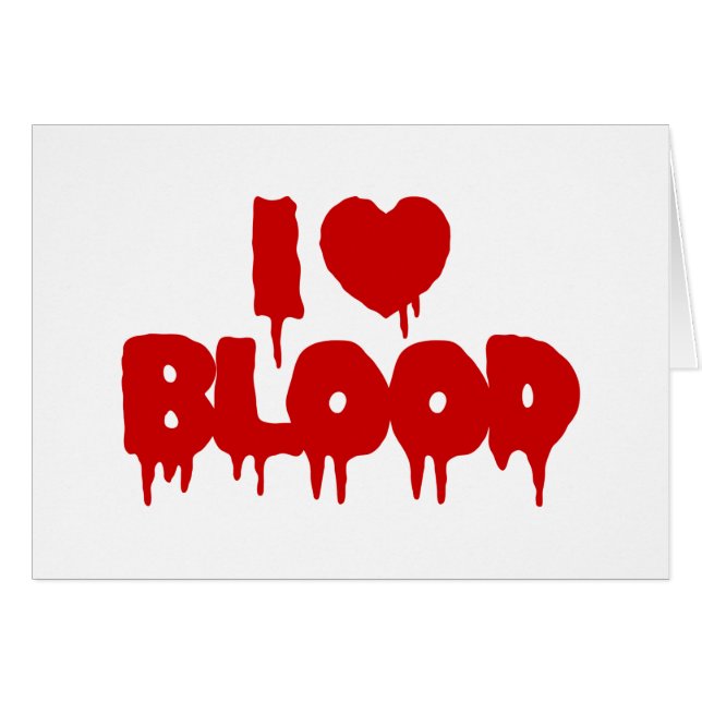 I HEART [LOVE] BLOOD GREETING CARD (Front Horizontal)