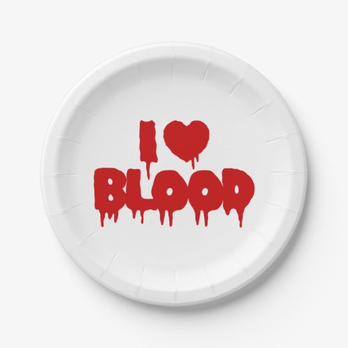 I HEART LOVE BLOOD PAPER PLATES