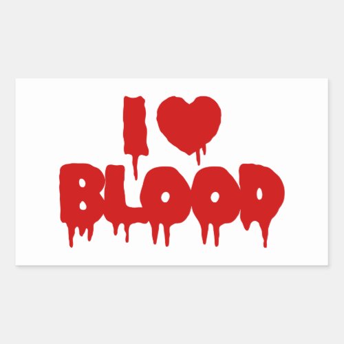 I HEART LOVE BLOOD RECTANGULAR STICKER