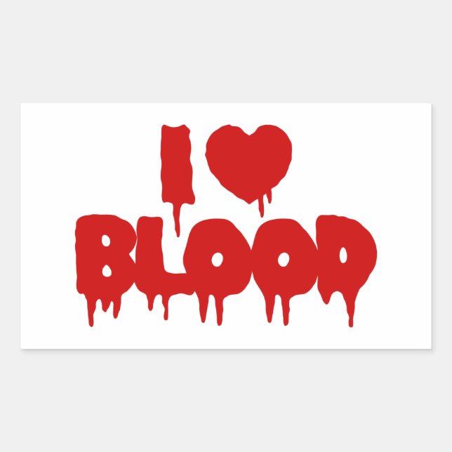 I HEART [LOVE] BLOOD RECTANGULAR STICKER (Front)