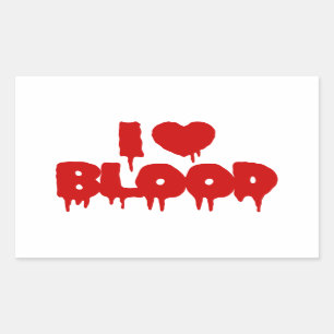 I HEART [LOVE] BLOOD RECTANGULAR STICKER