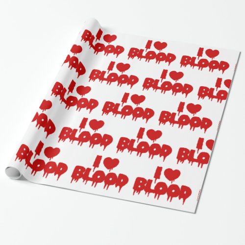 I HEART LOVE BLOOD WRAPPING PAPER