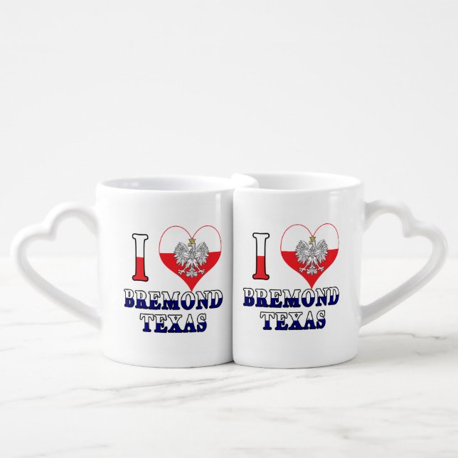 I Heart Love Bremond Texas Coffee Mug Set (Front Nesting)