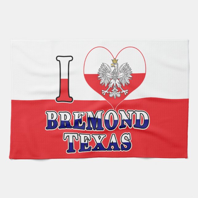 I Heart Love Bremond Texas Kitchen Towel (Horizontal)
