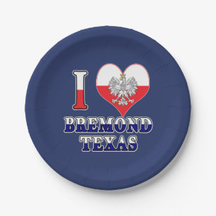 I Heart Love Bremond Texas Paper Plates