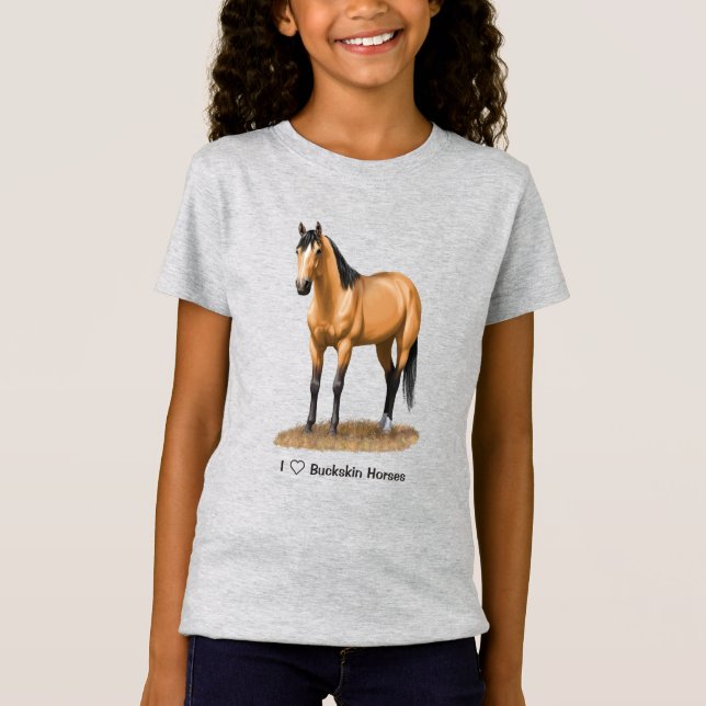 I Heart (Love) Buckskin Horses T-Shirt (Front)