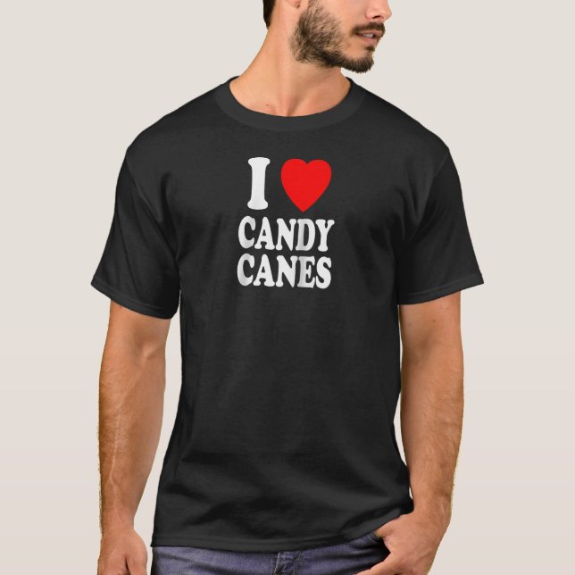 I Heart Love Candy Canes Winter Peppermint Christm T-Shirt (Front)