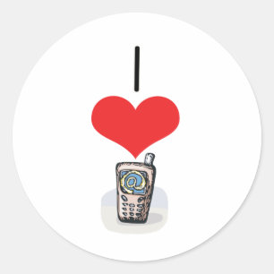 I Heart (Love) Cell Phones Classic Round Sticker