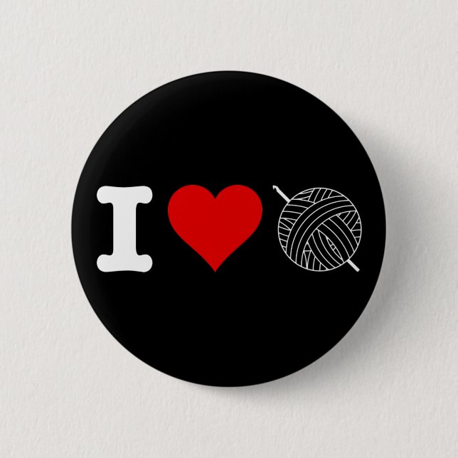 I Heart Love Crochet Button (Front)