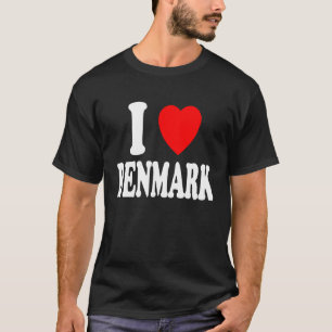 I Heart Love Denmark Travel Vacation Tourism Home T-Shirt