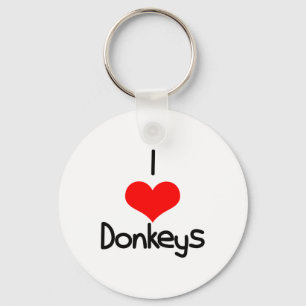 I Heart (Love) Donkeys  Keychain