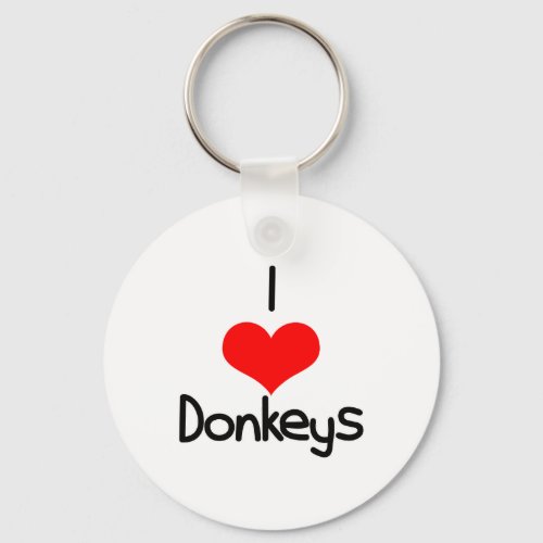 I Heart Love Donkeys  Keychain