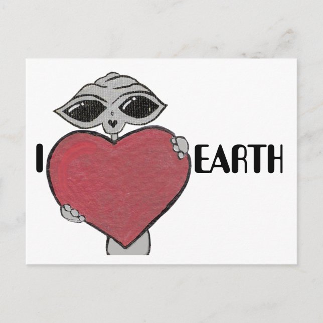 I Heart Love Earth Alien Postcard (Front)