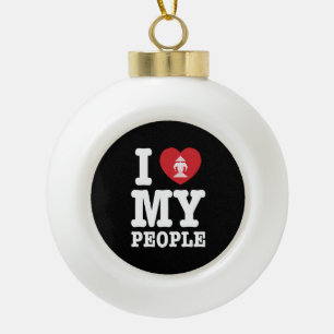 I Heart (Love) Erawan My Lao People Ceramic Ball Christmas Ornament
