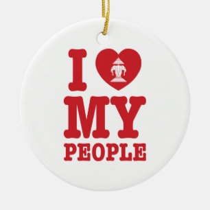 I Heart (Love) Erawan My Lao People Ceramic Ornament