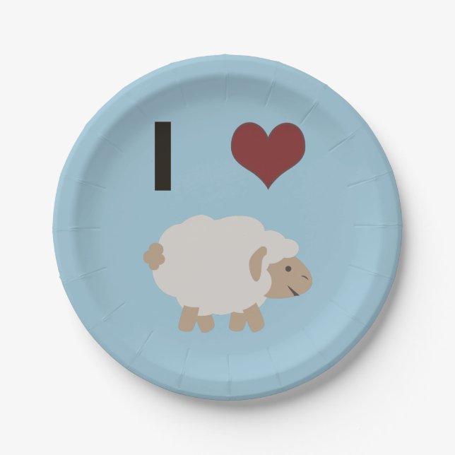 I heart (love) Ewe (you) Paper Plates (Front)