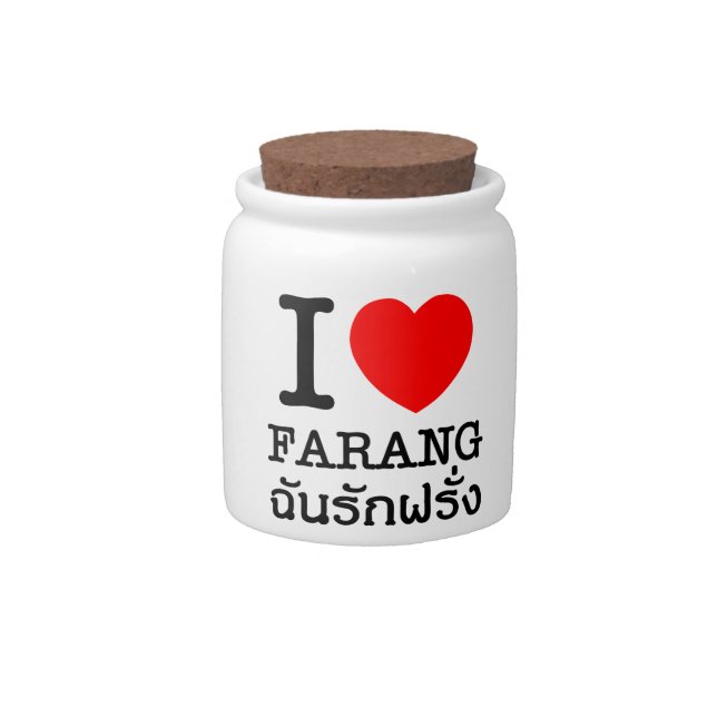 I Heart (Love) Farang Candy Jar (Front)