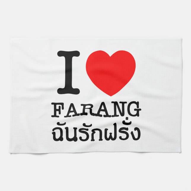 I Heart (Love) Farang Towel (Horizontal)