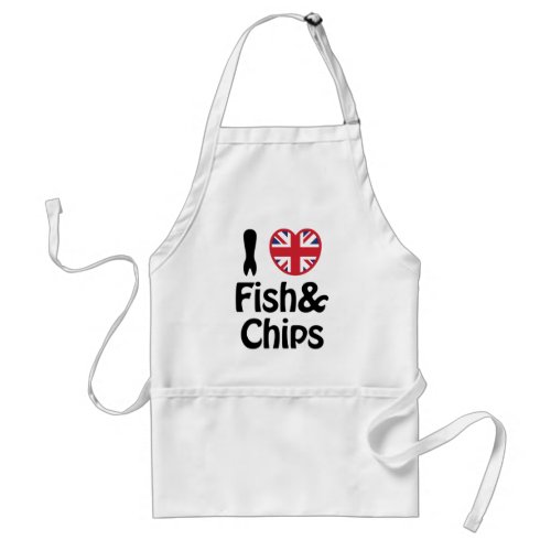 I Heart Love Fish  Chips Adult Apron
