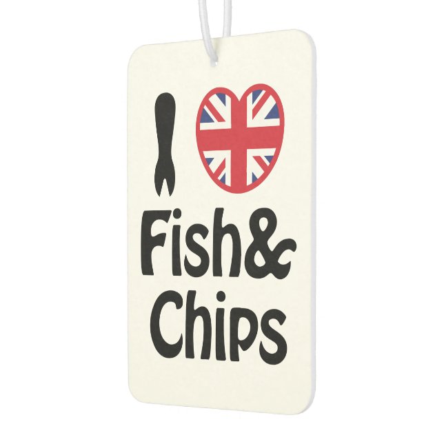 I Heart [Love] Fish & Chips Air Freshener (Left)