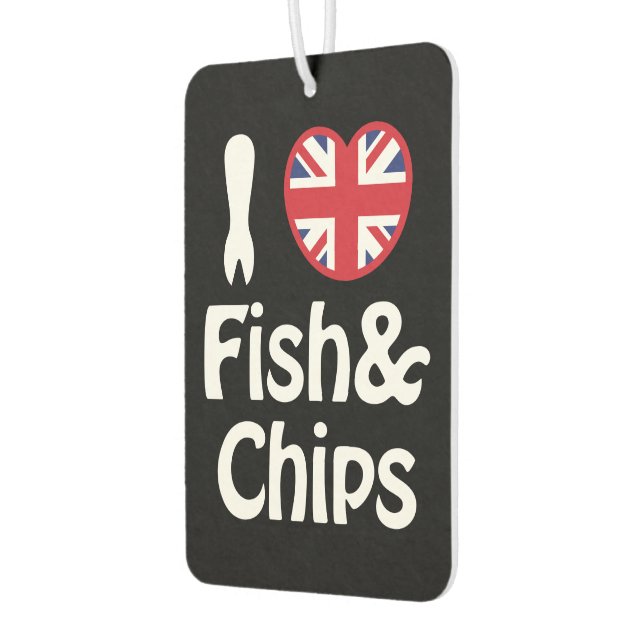 I Heart [Love] Fish & Chips Air Freshener (Left)