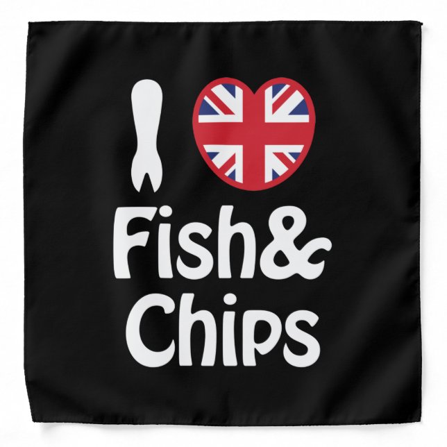 I Heart [Love] Fish & Chips Bandana (Front)
