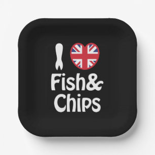 I Heart [Love] Fish & Chips Bandana Paper Plates