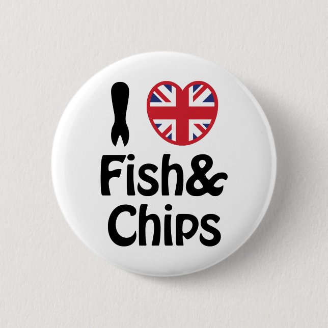 I Heart [Love] Fish & Chips Button (Front)