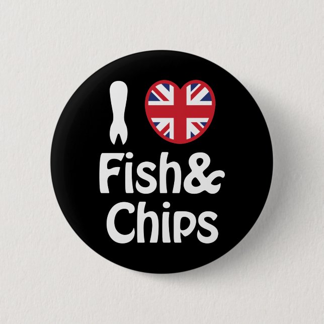 I Heart [Love] Fish & Chips Button (Front)