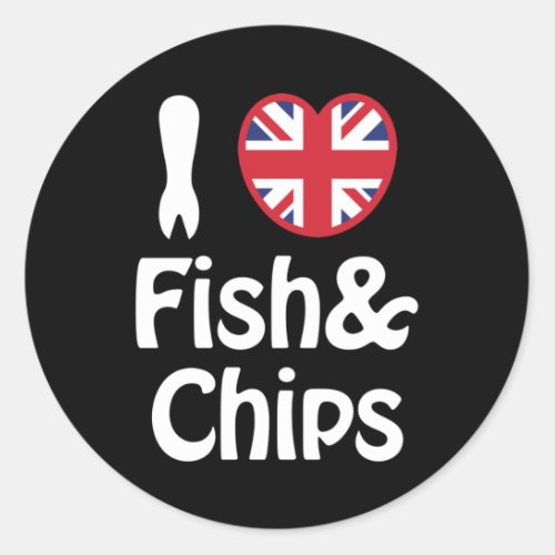 I Heart Love Fish  Chips Classic Round Sticker
