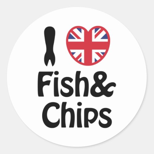 I Heart Love Fish  Chips Classic Round Sticker