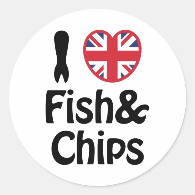 I Heart [Love] Fish & Chips Classic Round Sticker (Front)