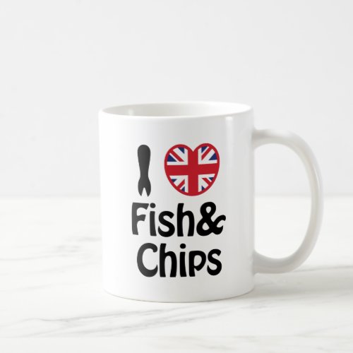 I Heart Love Fish  Chips Coffee Mug