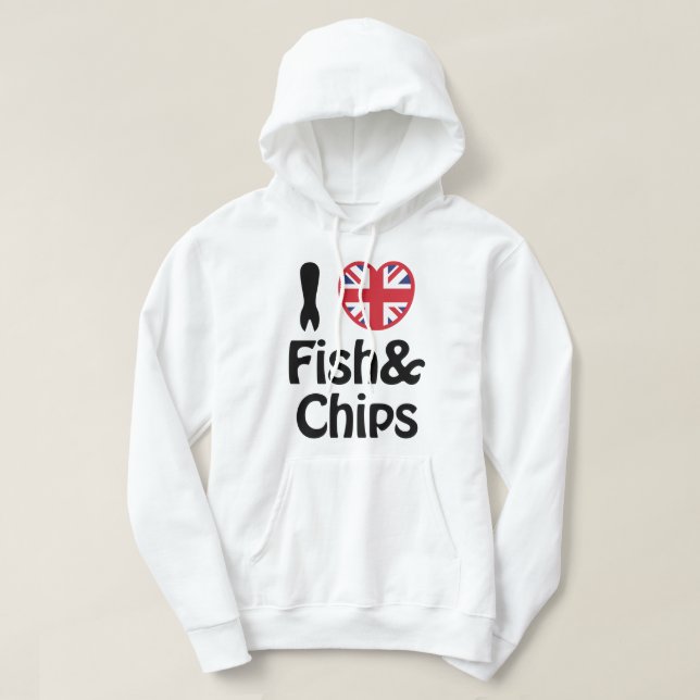 I Heart [Love] Fish & Chips Hoodie (Design Front)