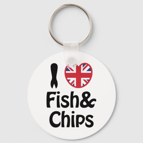 I Heart Love Fish  Chips Keychain