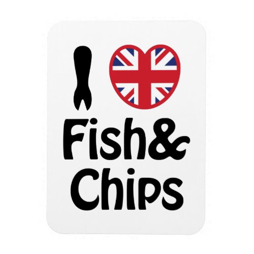 I Heart Love Fish  Chips Magnet