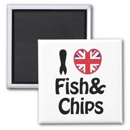 I Heart Love Fish  Chips Magnet