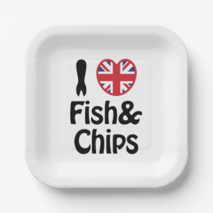 I Heart [Love] Fish & Chips Paper Plates