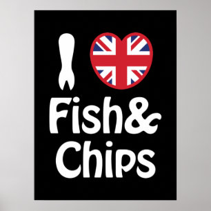 I Heart [Love] Fish & Chips Poster