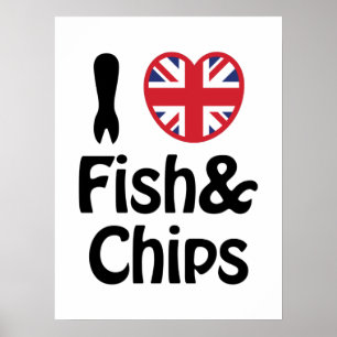 I Heart [Love] Fish & Chips Poster