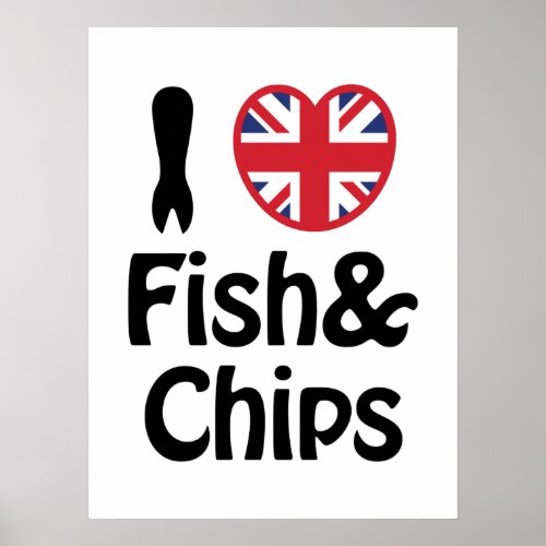 I Heart Love Fish  Chips Poster