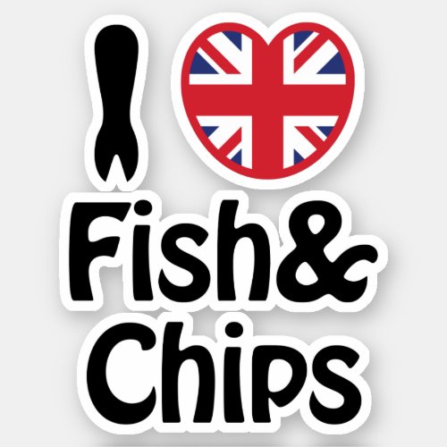 I Heart Love Fish  Chips Sticker