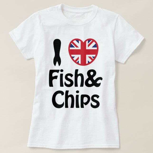 I Heart [Love] Fish & Chips T-Shirt (Design Front)