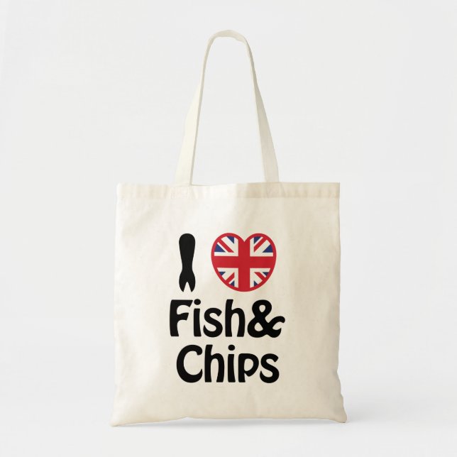 I Heart [Love] Fish & Chips Tote Bag (Front)