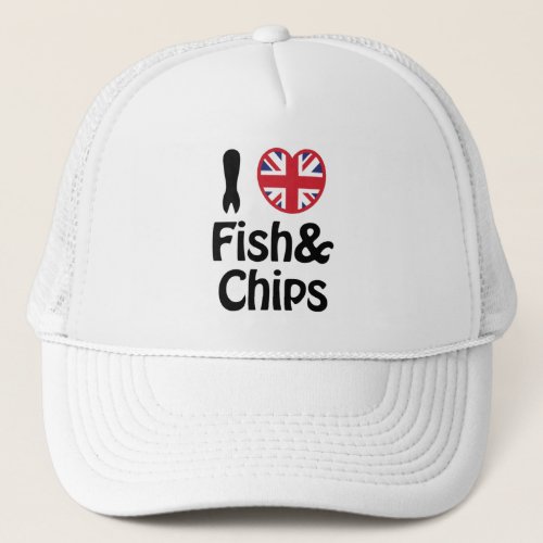 I Heart Love Fish  Chips Trucker Hat