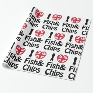 I Heart [Love] Fish & Chips Wrapping Paper
