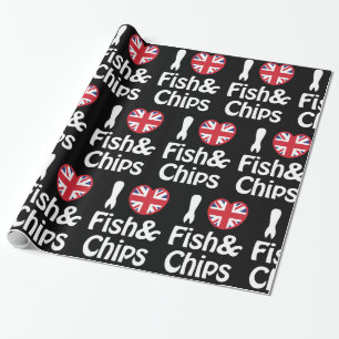 I Heart [Love] Fish & Chips Wrapping Paper