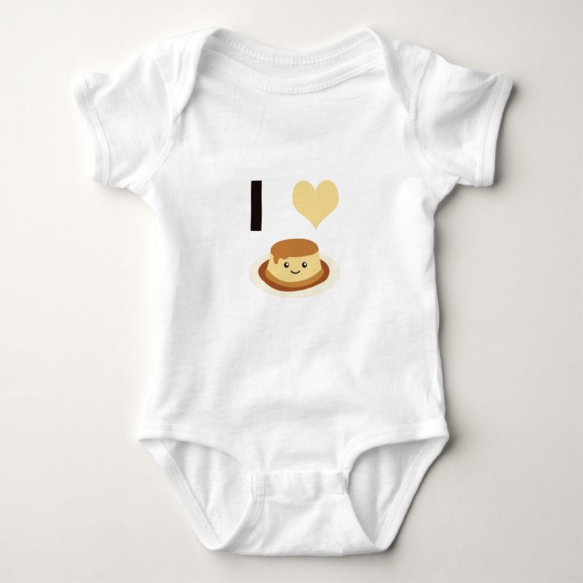I Heart (love) flan! Baby Bodysuit (Front)