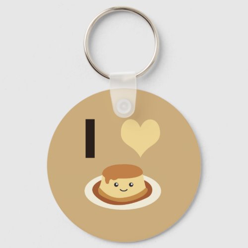 I Heart love flan Keychain